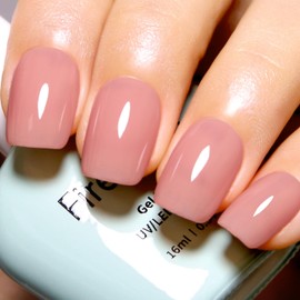 Firedeep Nude Pink Gel Nail Polish, 16ML Neutral Pink Color UV/LED Soak Off Gel Polish for Winter Spring French Manicure 1Pcs
