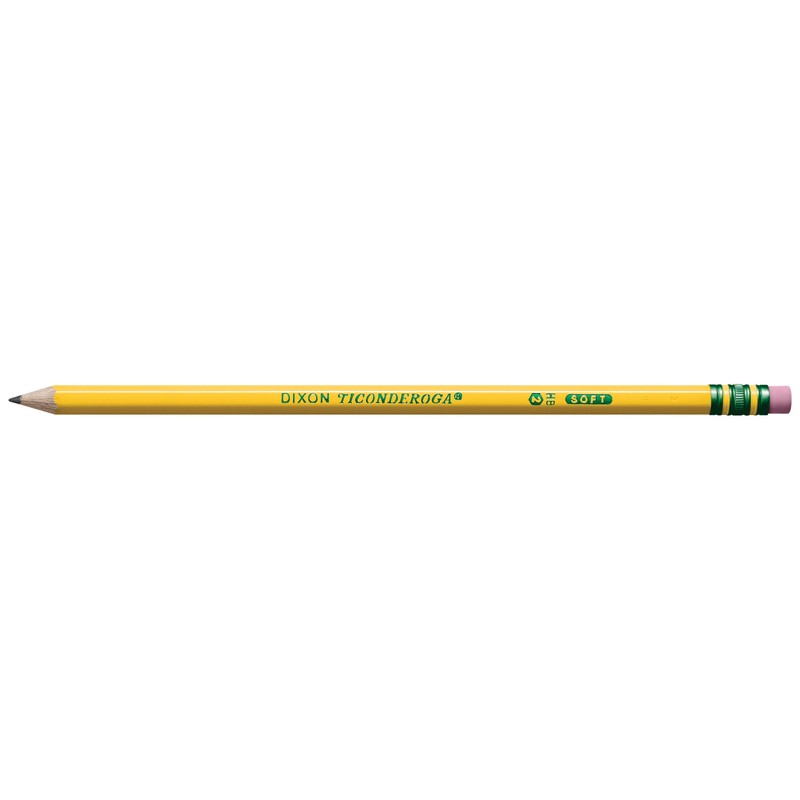 Ticonderoga Wood-Cased Pencils, Pre-Sharpened, 2 HB Soft, Yellow, 10 Count