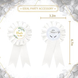 Daisy Uncle to Be Tinplate Badge Pin, Flower Best Uncle Ever Pin, Gender Reveal Button for Men, White Rosette Uncle to Be Award Ribbon, Boho Daisy Baby Shower Party Favors