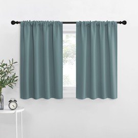 NICETOWN Greyish Blue Blackout Curtains Panels for Window, Thermal Insulated Rod Pocket Blackout Drapes/Draperies for Living Room (2 Panels, W42 x L36 inches)