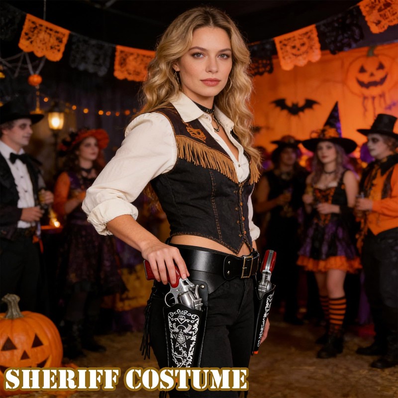 Western Cowboy Costume Accessories with Adjustable Belt Halloween Party Costume