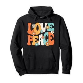Love Peace Hippie Theme Party 60s 70s Outfit Men Women Kids Pullover Hoodie