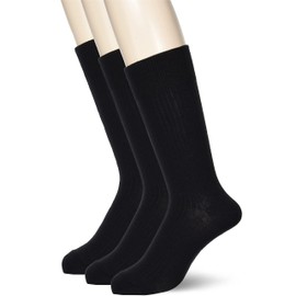 Okamoto Men's Business Socks, 3 Pairs/7 Pairs Set, Intensive Deodorizing, Absorbent, Quick Drying, Crew Length, Business Casual, black 3 pairs