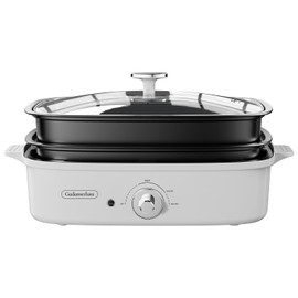 1200w HotPot Versatile Baking Smokeless Single Temp Control, Hot-Pot Grill with Nonstick Coating for BBQ, Steaks, Shabu (1)