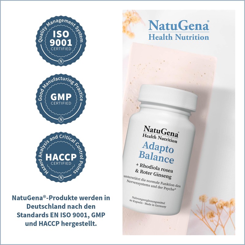 NatuGena AdaptoBalance, Adaptogene Rhodiola rosea, Schisandra, Red Ginseng and Cordyceps,