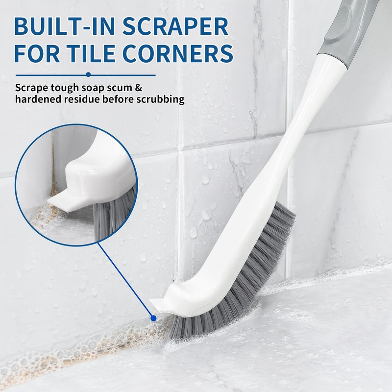 3 Pack Heavy Duty Scrub Brush Set, Curved Corner Brush
