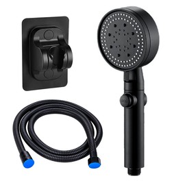 Shower Head & Hose 2m - 130mm Large Powerful Flow Shower Hose and Head High Pressure 5 Modes Pressure Boosting Handheld Shower Head for Low Water Pressure Electric Shower Head