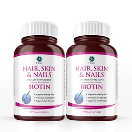 Hair Skin and Nails Vitamins 2 Pack - Each Bottle Contains Biotin to Make Your Hair Grow and Skin Glow with 25 Other Vitamins - Nail Growth and Skin Care Vitamin Supplements Formula for Men and Women