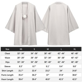 C-ZOFEK Satoru Cosplay Haori Kimono Jacket with Scarf for Men, White, Large