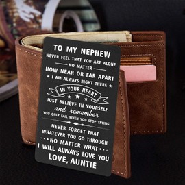 DEGASKEN I Love My Nephew Gifts from Auntie, Nephew Christmas Card, Special Wallet Insert Card for Nephew Graduation Wedding