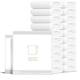 THMINS 20 Pack Disposable Bath Towels,27.56''x55.12''Shower Towels,Large Disposable Towels Body,20 Individual Packing for Travel Hotel,Softand Absorbent