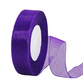 45 m Organza Ribbon Purple 25 mm Wide Chiffon Gift Ribbon Transparent Organza Ribbons Chiffon Ribbon Decorative Ribbon Gift Packaging Decorative Ribbon Tulle Ribbon for Christmas Wedding Christening