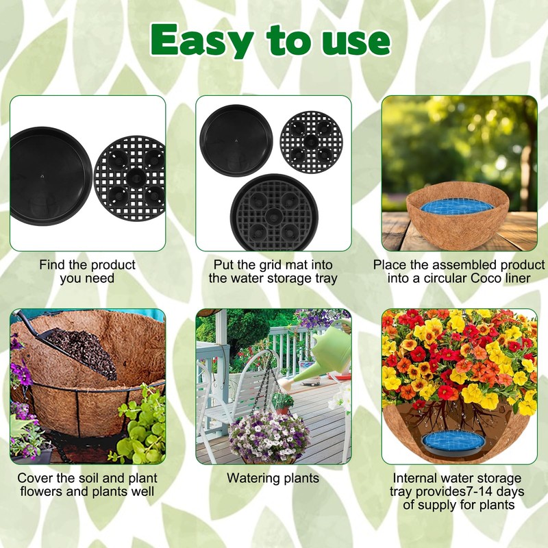 10 Set Invisble Hanging Basket Self Watering Insert, 9.4” Hanging