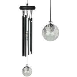 Woodstock Wind Chimes for Outside, Garden Decor, Outdoor Decor for Your Patio and Porch (16") Woodstock Crystal Meditation Black Wind Chimes Gifts (CCMK)