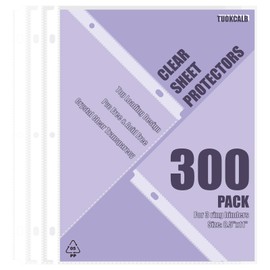 TUOKCALB 300 Pack Clear Sheet Protectors for 3 Ring Binder, Wider and Thicker, Polypropylene Acid-Free Material, 8.5 x 11 Inch Letter Size, Protector of Your Documents