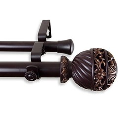 A&F Rod Décor - Sonnet Double Curtain Rod 1 inch diameter, 48-84 inch - Mahogany
