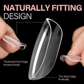 AILLSA Extra Short Square Nail Tips Soft Gel Full Cover Half Matte Nail Tips Clear Gelly Pre-Shaped Nail Tips Press On False Nail Tips Extension for Home DIY Manicure Salon 216PCS 12 Sizes