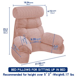 FXXUDVNIIN Back Pillow for Bed Sitting up – with 9.4" Armrests Bed Pillow for Sitting up,Inch Arms for Support, Ideal for Reading, Watching TV, Gaming, and Relaxing
