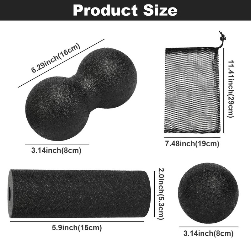 LOPHE 3 Pcs Massage Ball Set, Muscle Massage Foam Roller,