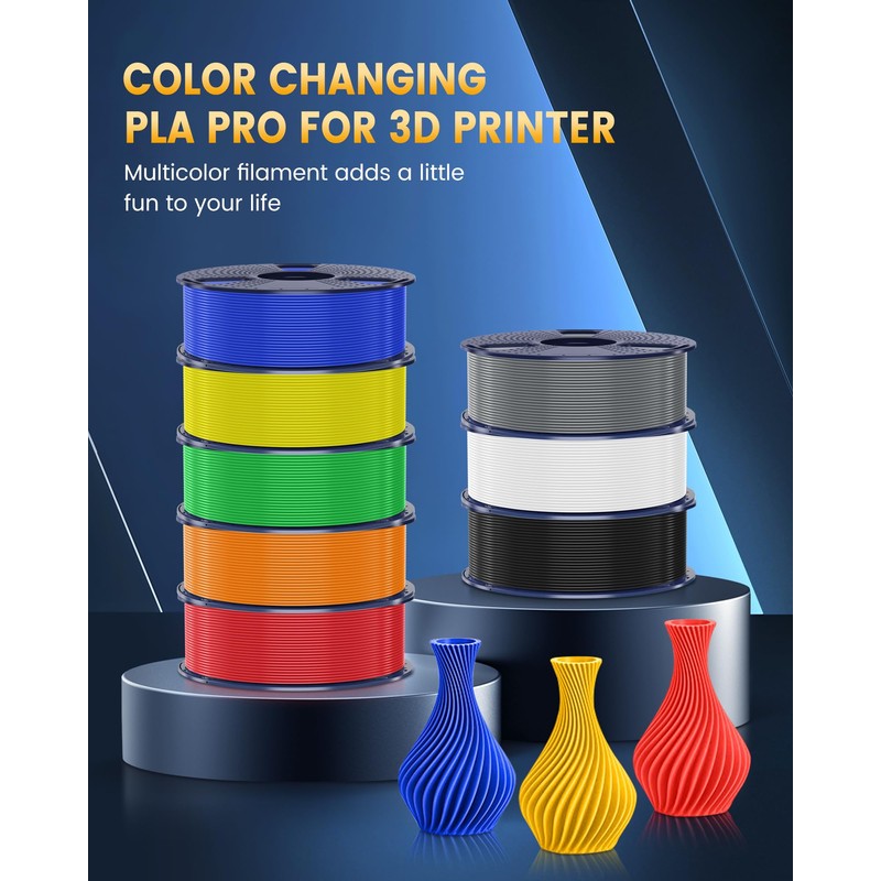 SUNLU PLA+2.0 3D Printer Filament Bundle, Multicolor PLA+ Filament 1.75mm,
