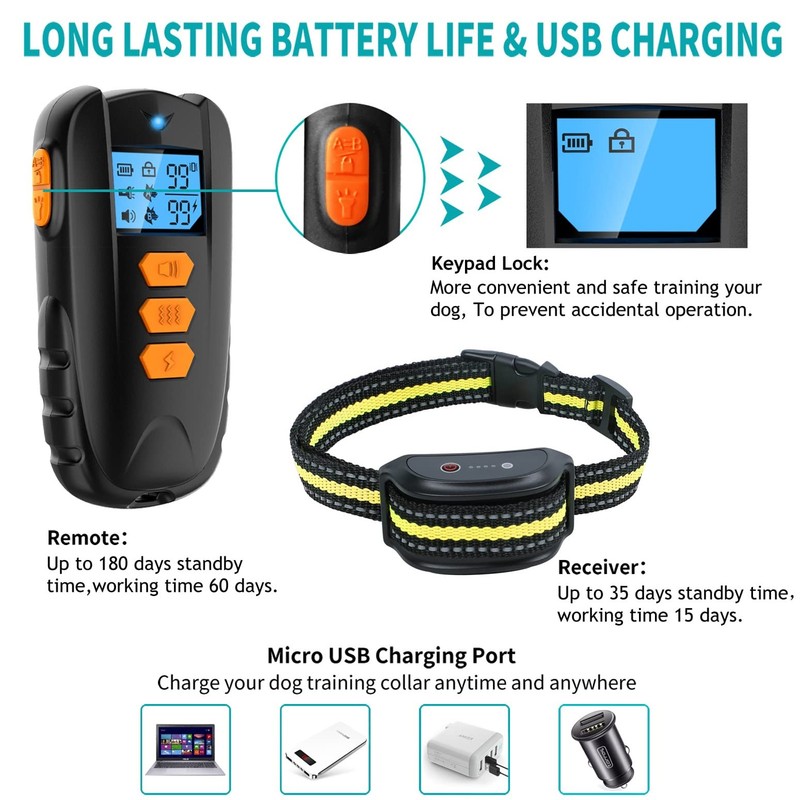 Dog Training Collar, Dog Shock Collar with 1650Ft Remote, IPX7