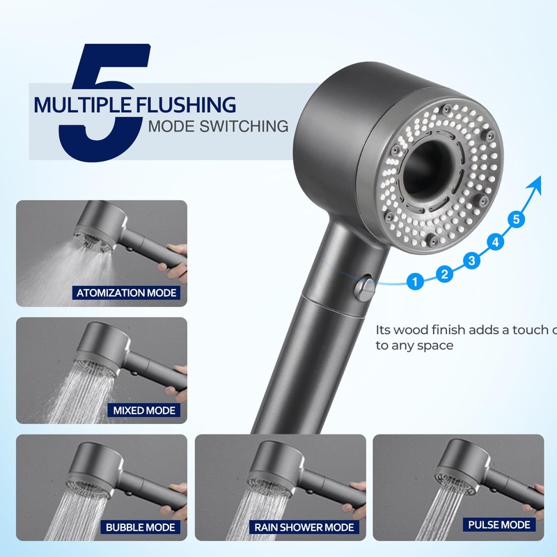 Blendura Water-Saving Shower Head with Hose 1.5 m, Anti-Limescale Function