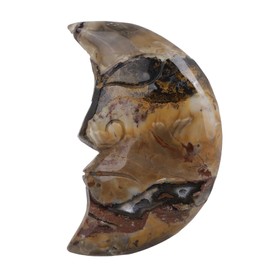 KYEYGWO Moon Shaped Crystal Carving Crescent Moon Face Agate Stone Decor for Shelves Desk, Healing Stones and Crystals Gift for Men Women, 226-456 g