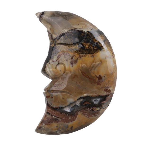 KYEYGWO Moon Shaped Crystal Carving Crescent Moon Face Agate Stone