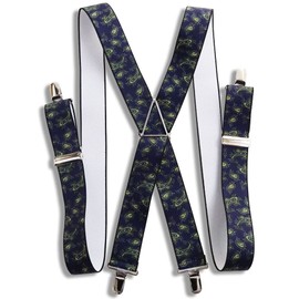 Quintet 16-4117 Blacies 1.4 inches (35 mm) Wide Suspenders, X-Shaped, Thick, Men's, Formal Hanging Band, Pants Hanging, Paisley pattern/Navy (NAVY)