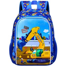 HPJGD Reflective Safety Toddler Backpack for Boys – Excavator Kindergarten Bookbag with Adjustable Straps, Lightweight Preschool Bag for Little Kids