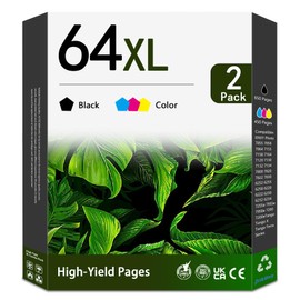 64XL Ink Cartridges High Yield Replacement for HP 64XL Ink Cartridge Combo Pack Envy Photo 7155 7858 7855 Envy Inspire 7255e 7955e Tango Series Printer (2-Pack, 1Black/1Tri-Color)
