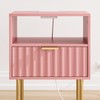 Masupu Nightstand with Charging Station,Mid-Century Modern Bedside Table with Storage