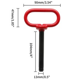 Bonsicoky 2Pcs Tractor Towing Hitch Pin and Clip, 1/2 x 4 Inch Trailer Gate Pin for Towing Tractor, RV, Truck, Boat, Car - Red Handle