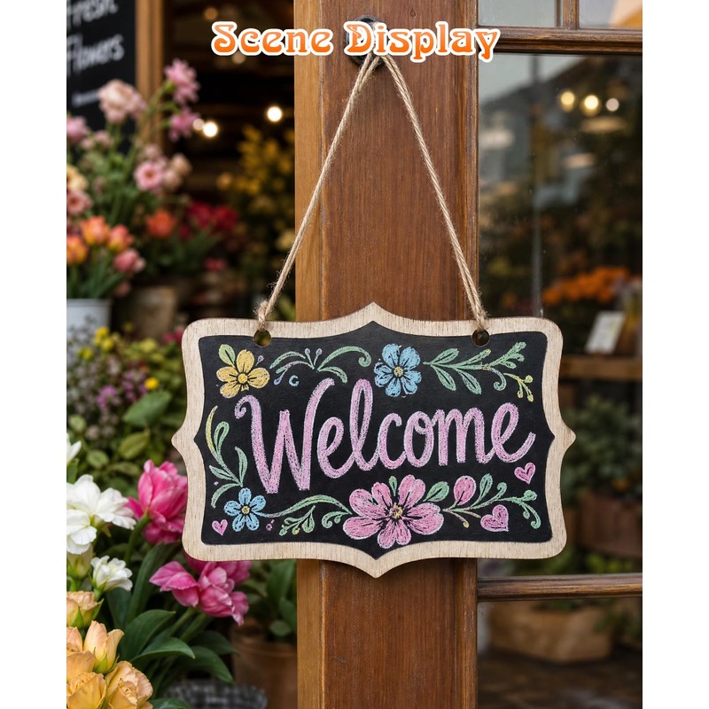 Gaahkai 10 PCS Large Hanging Chalkboard Signs, 9"x6" Reusable Double