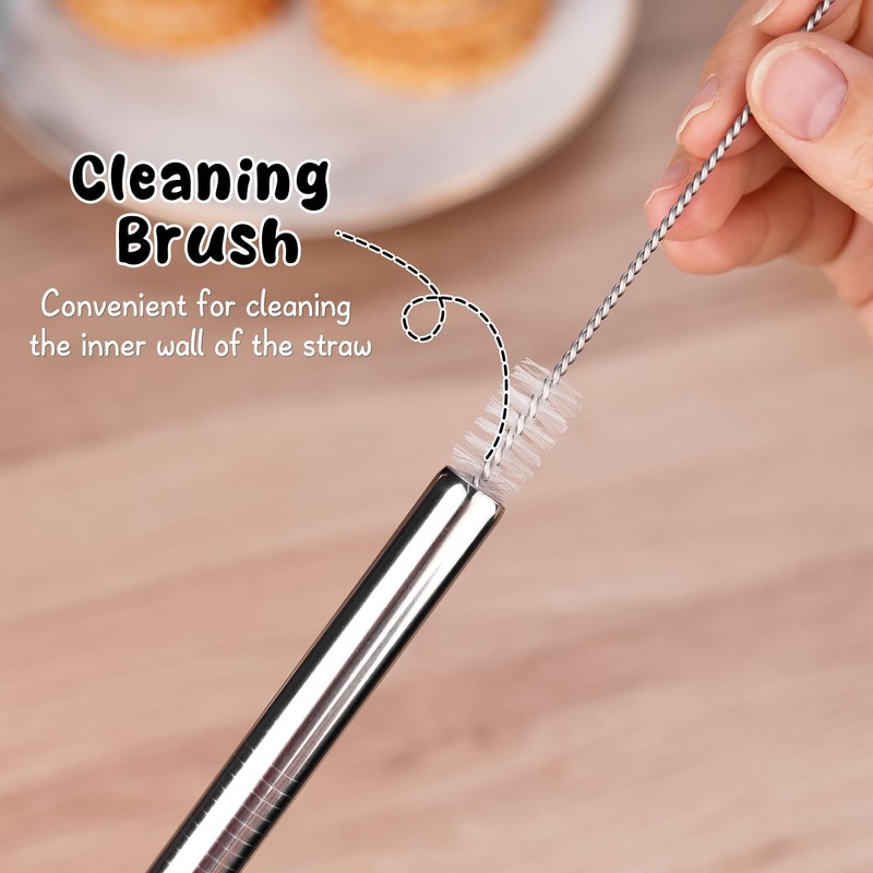 NiHome Extra Wide Reusable Stainless Steel Drinking Straws, Pack of