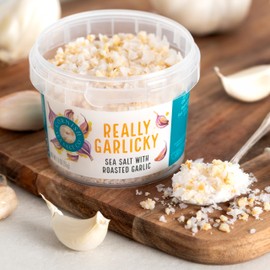 Cornish Sea Salt Really Garlicky Seasoning | Sea Salt Flakes w. Roasted Garlic | Hand-Harvested in Cornwall, England | 1.9 oz Resealable Tub (Pack of 1)