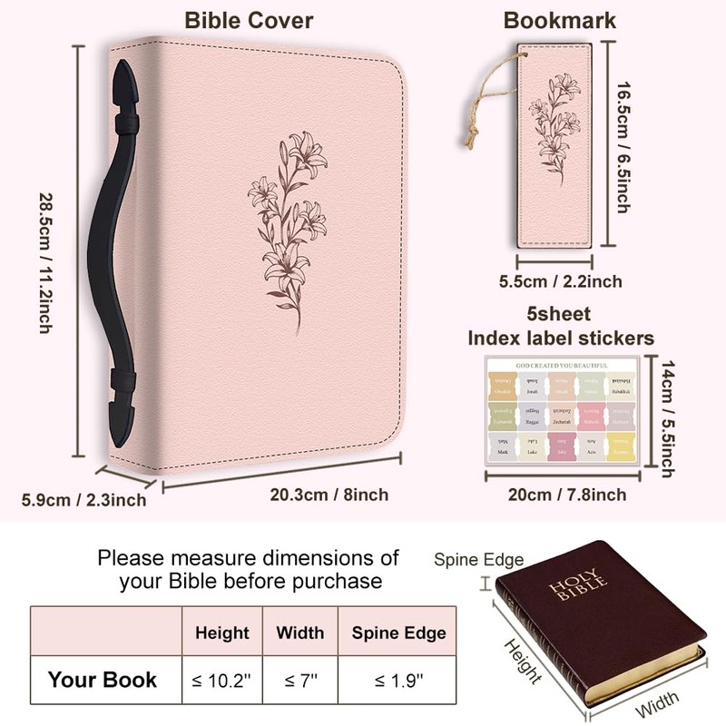 Hobbspring Lily Bible Case for Men Women Linear Plant Bible