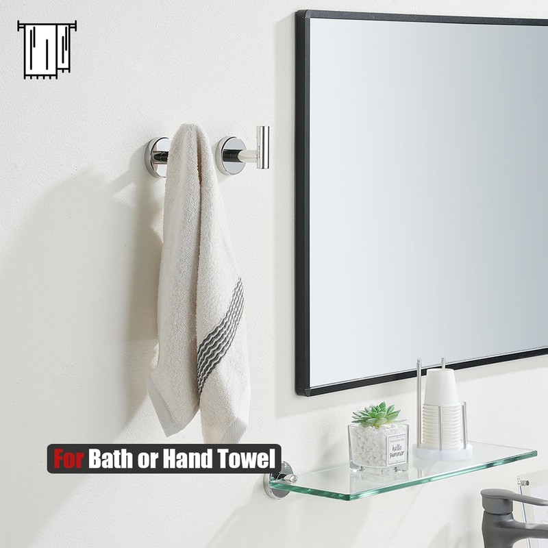 JQK Bathroom Hardware Set Polished Steel, 5-Piece Bath Accessories Set