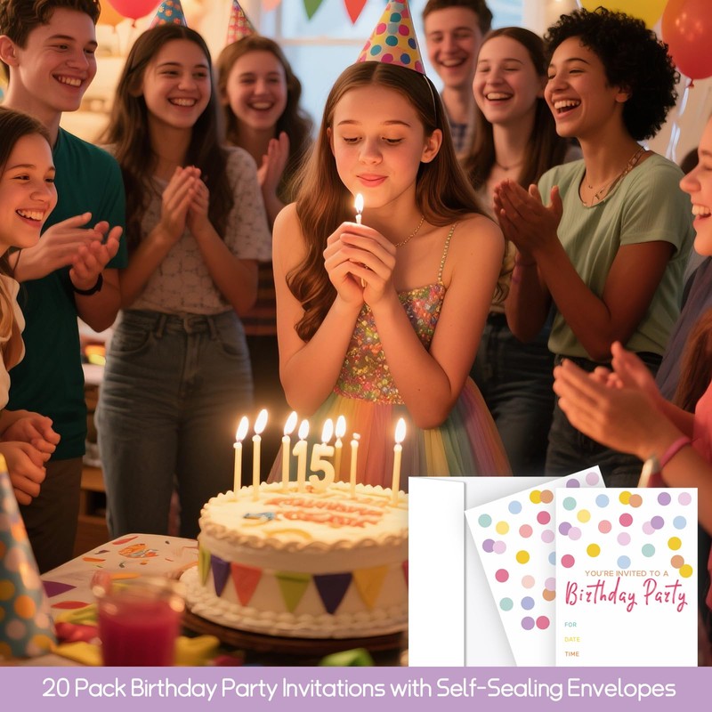 Joyvistalen 20-Pack 4x6 Inch Party Invitations – Double-Sided Design with
