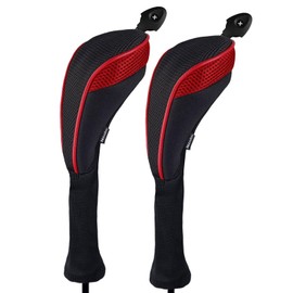 Andux 2 Pack Long Neck Golf Hybrid Club Head Covers Dial No. Tag CTMT-01 (Red)
