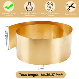OLYCRAFT 1 x 0.1 m Brass Sheet Copper Foil Copper Sheets 0.3 mm Thick Pure Copper Sheet Raw Materials Metal Copper Sheet Metal Brass Strips for DIY Cutting Crafts Home Decoration