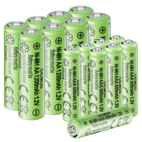 CICMOD AA AAA Rechargeable Batteries, 1200mAh & 600mAh 1.2V NiMH