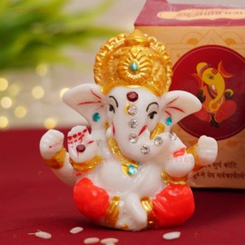 TIED RIBBONS Lord Ganesha Statues for Car Dashboard, Indian God Statue Resin Sculpture Ganesha Idol Figurine, Indian Return Gift for Home Decoration Ornaments -Diwali Decorations for House