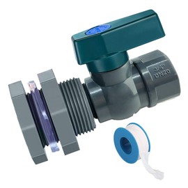 Rain Barrel Drain Valve Kit, 3/4" PVC Garden Spigot with Bulkhead Fitting, Thread Seal Tape