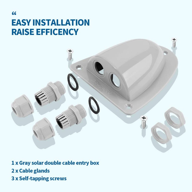 BougeRV Solar Weatherproof Double Cable Entry Gland, Cable Through RV