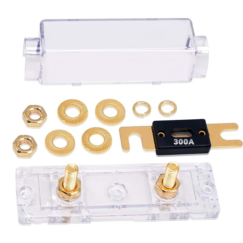 TopstrongGear Solid Brass 0/2/4 Gauge 300Amp ANL Fuse Holder with