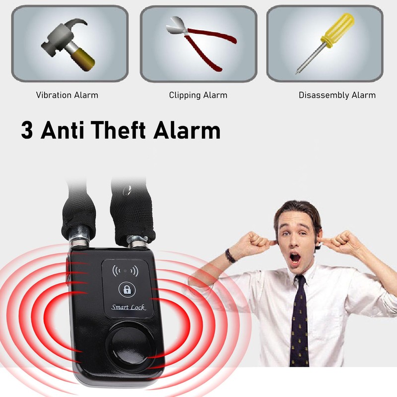 Bluetooth Chain Lock, APP Control Bike Lock with Vibration Alarm
