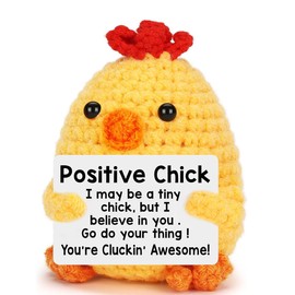 Positive Girasole Idea Regalo Compleanno- Creative Knitted Positive Pulcino Doll- Gadget Scrivania Carino Portafortuna, Regali Originali per Laurea Collega Sorella Amica Ufficio