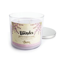 English Lavender Highly Scented Natural 3 Wick Candle, Essential Fragrance Oils, 100% Soy, Phthalate & Paraben Free, Clean Burning, 14.5 Oz.