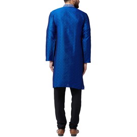 SOJANYA (Since 1958, pijama de seda jacquard Kurta y Churidaar para hombre, Azul y negro, Medium
